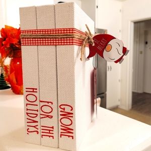 Rae Dunn Gnome For The Holidays Fabric Book Stack NWT 2021